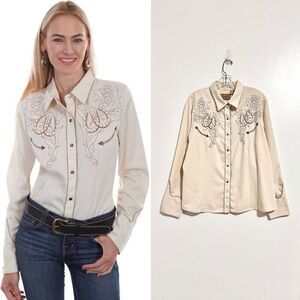 Scully Women's Double The Luck Western Top XXL Rodeo Cowgirl Ranch Americana